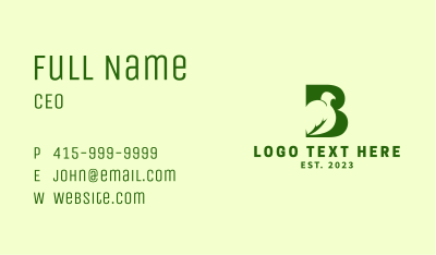 Green Bird Letter B Business Card Image Preview