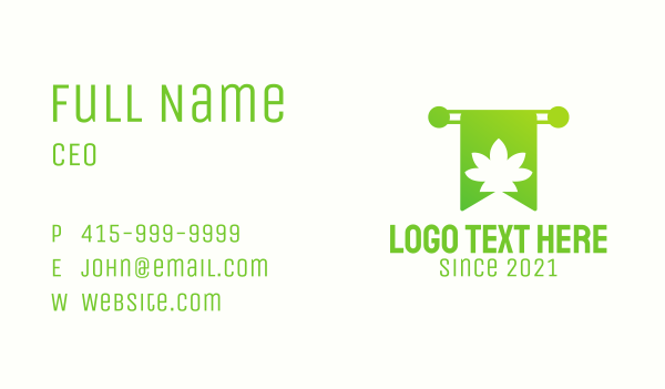 Green Cannabis Bookmark Business Card Design Image Preview