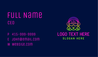 Neon DJ Party Girl  Business Card Image Preview