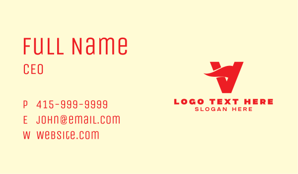 Red Wave Letter V  Business Card Design Image Preview