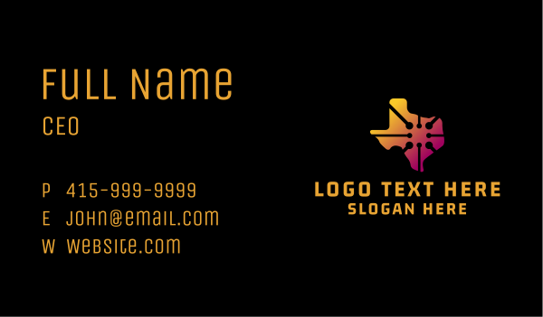 Tech Map Texas Business Card Design Image Preview