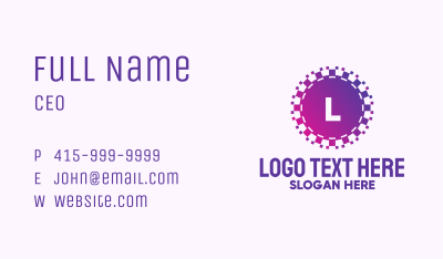Purple Pixel Circle Letter Business Card Image Preview