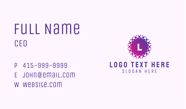 Purple Pixel Circle Letter Business Card Design Image Preview