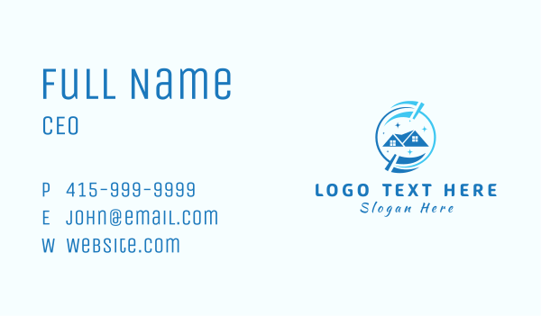 Blue House Cleaning Business Card Design Image Preview