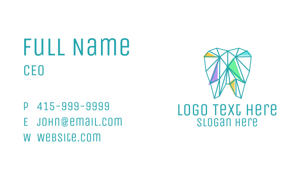 Geometric Dentist Tooth  Business Card Design Image Preview