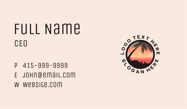 Beach Palm Tree Scenery Business Card Design Image Preview