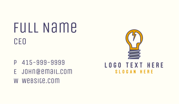 Lightbulb Bolt Idea Business Card Design Image Preview