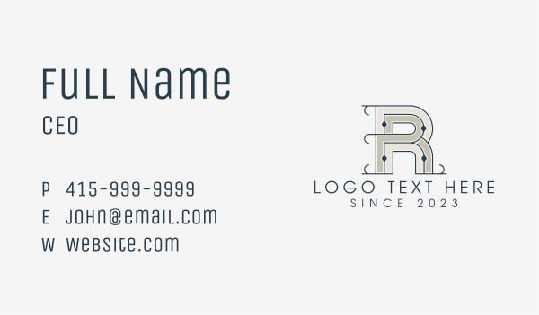 Classy Jewelry Letter R Business Card Design Image Preview