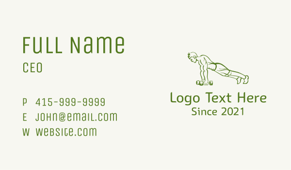 Strong Push Up Man Business Card Design Image Preview