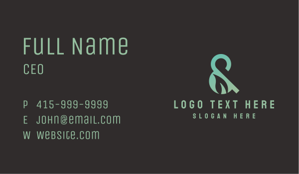Leaf Ampersand Font Business Card Design Image Preview