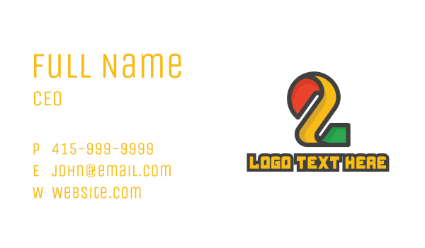 Colorful Number 2 Tech Business Card Design Image Preview