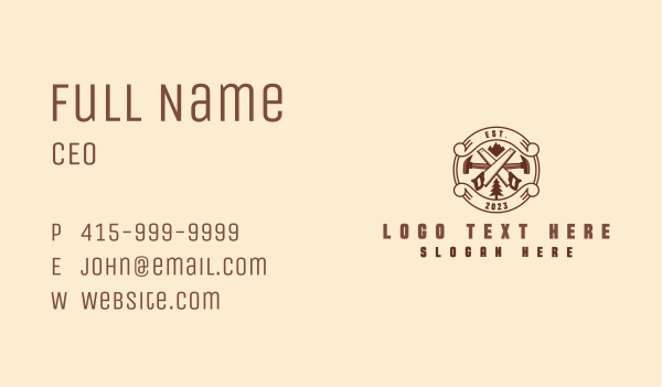 Classic Wood Carpenter Tools Business Card Design Image Preview