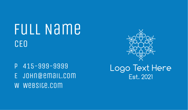 White Snowflake Line Art  Business Card Design Image Preview