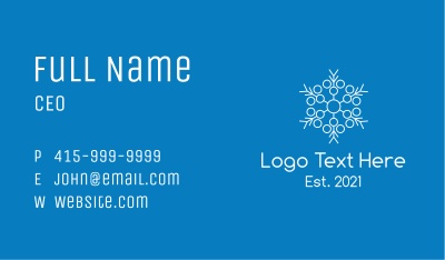 White Snowflake Line Art  Business Card Image Preview