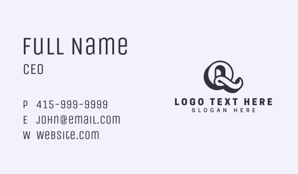 Fancy Script Letter Q Business Card Design Image Preview