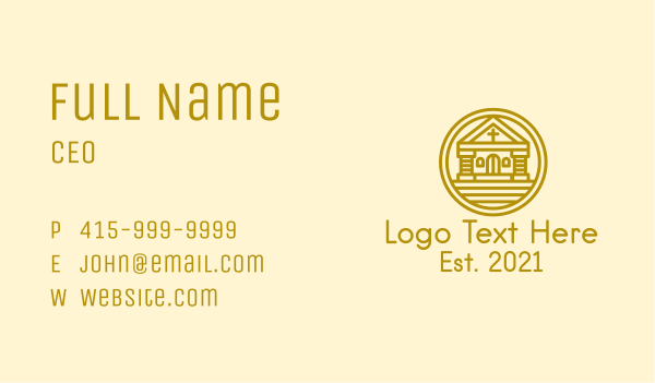 Round Gold Church Business Card Design Image Preview