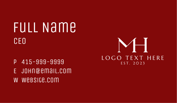 Elegant Monogram M & H Business Card Design Image Preview