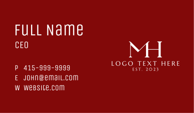 Elegant Monogram M & H Business Card Image Preview