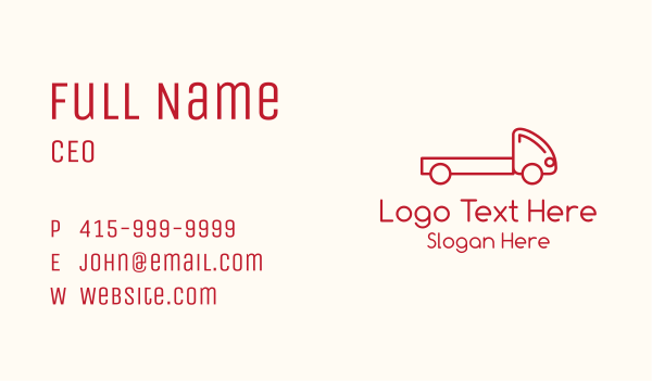 Monoline Pickup Truck Business Card Design Image Preview