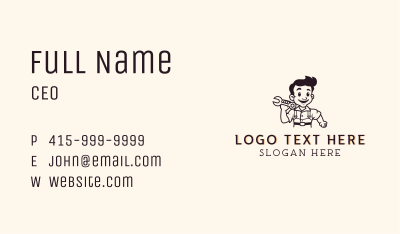 Wrench Man Mechanic Business Card Image Preview