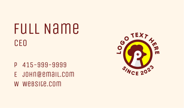 Cute Chicken Badge Business Card Design Image Preview