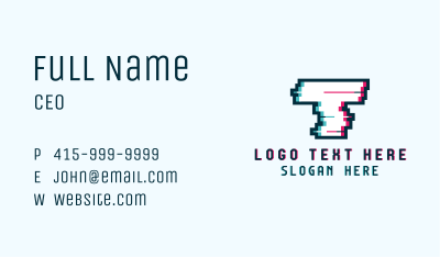 Cyber Glitch Letter T Business Card