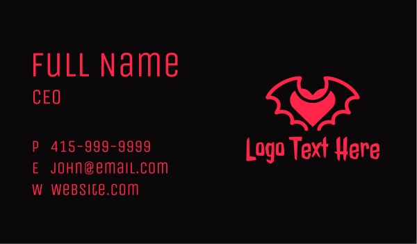 Red Bat Heart Business Card Design Image Preview