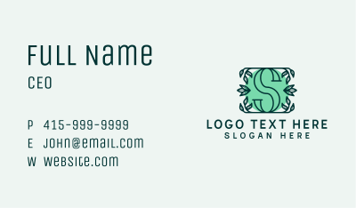 Natural Leaf Letter S  Business Card Image Preview