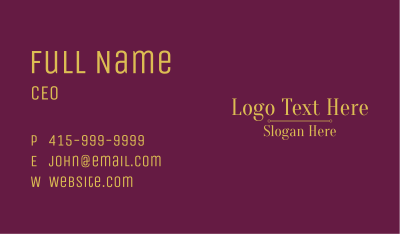 Classic Jewelry Brand Wordmark Business Card