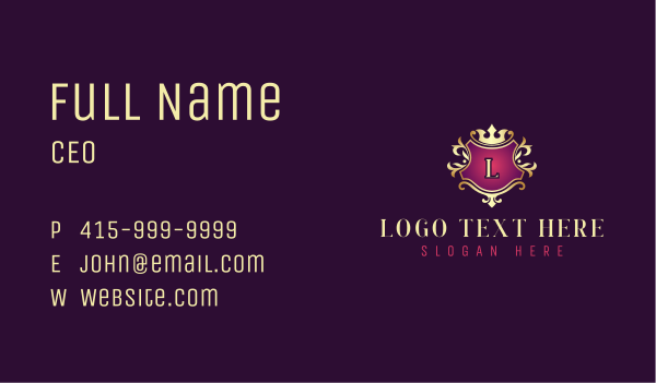 Elegant Crest Crown Business Card Design Image Preview