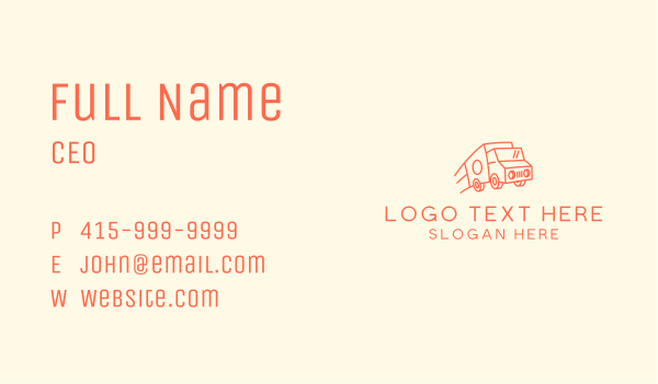 Orange Delivery Truck Business Card Design Image Preview