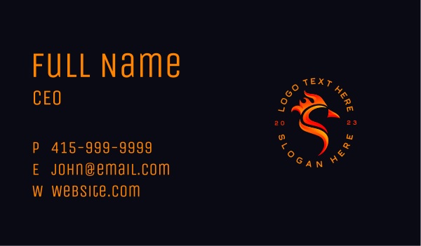 Flame Chicken Bird Business Card Design Image Preview