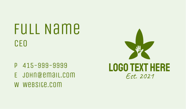 Marijuana Leaf Hand  Business Card Design Image Preview