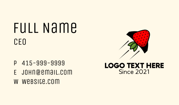 Rocket Strawberry Fruit  Business Card Design Image Preview