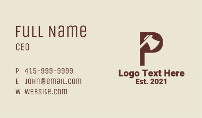 Axe Weapon Letter P  Business Card
