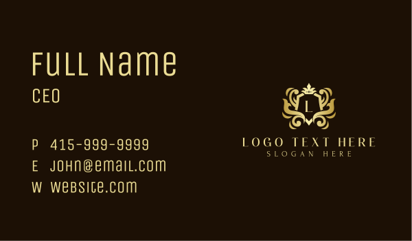 Elegant Crown Shield Ornament Business Card Design Image Preview