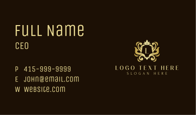 Elegant Crown Shield Ornament Business Card Image Preview