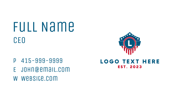 Patriotic American Badge Letter  Business Card Design Image Preview