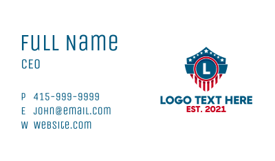 Patriotic American Badge Letter  Business Card