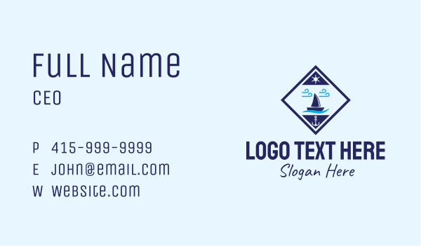 Nautical Sailboat Emblem Business Card Design