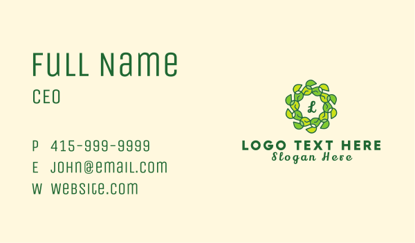 Natural Leaf Lettermark Wreath Business Card Design Image Preview