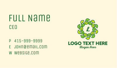 Natural Leaf Lettermark Wreath Business Card