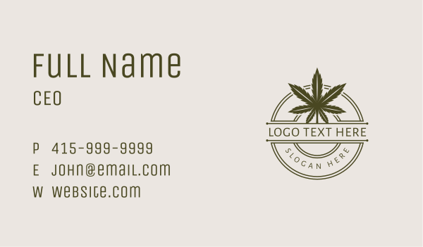 Marijuana Round Badge Business Card Design Image Preview