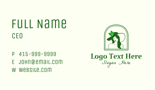 Green Nature Woman Business Card Design
