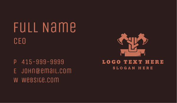 Wood Ax Lumberjack Business Card Design Image Preview