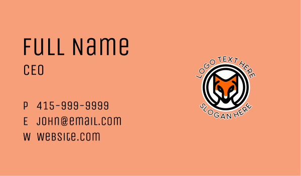 Serious Fox Face Business Card Design Image Preview