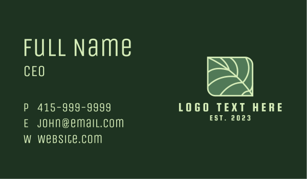 Green Leaf Emblem Business Card Design Image Preview