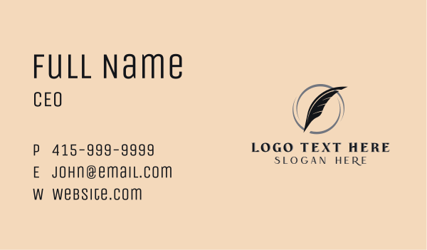 Feather Pen Orbit Business Card Design Image Preview