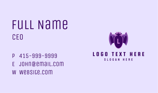 Violet Bat Mascot Lettermark Business Card Design Image Preview
