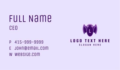 Violet Bat Mascot Lettermark Business Card Image Preview